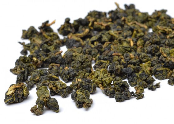 green semi-ball rolled oolong dry leaf