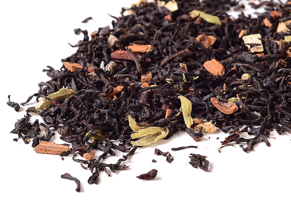 black loose leaf tea leaves with spices